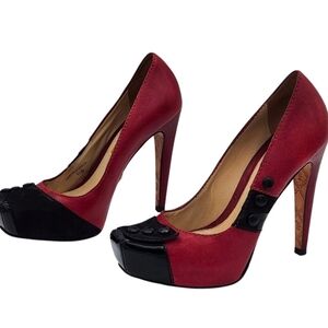 L.A.M.B by Gwen Stefani Womens Red Leather SlipOn Stiletto Pump Heels Size 5 1/2